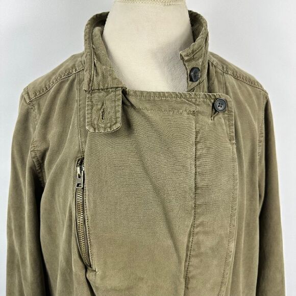 Lucky Brand Jacket Olive Green Button Up Military Canvas Cargo Anorak Size 1X - Picture 3 of 9